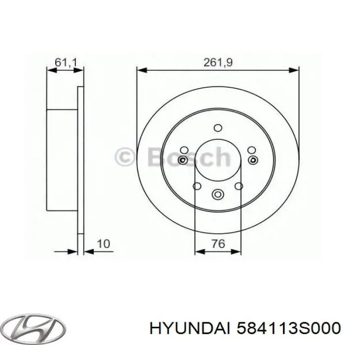 584113S000 Hyundai/Kia disco de freno trasero