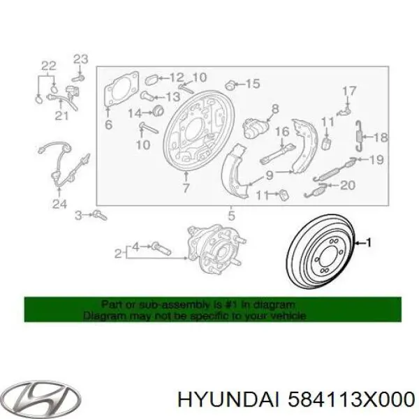 584113X000 Hyundai/Kia freno de tambor trasero