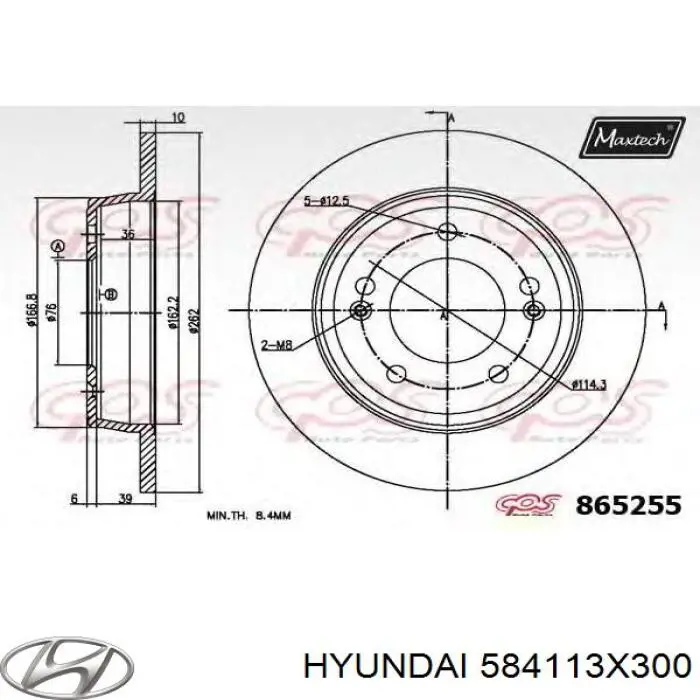 Disco de freno trasero 584113X300 Hyundai/Kia