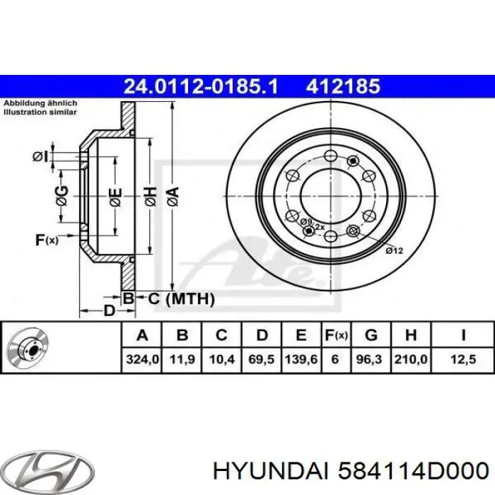 Disco de freno trasero Hyundai/Kia 584114D000 precio, desde 51,68 EUR