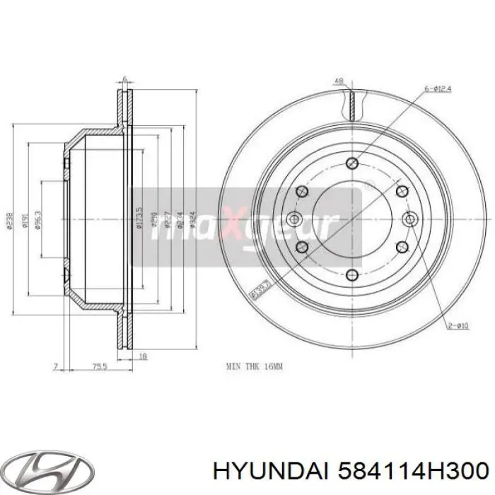 Disco de freno trasero Hyundai/Kia 584114H300 precio, desde 60,35 EUR