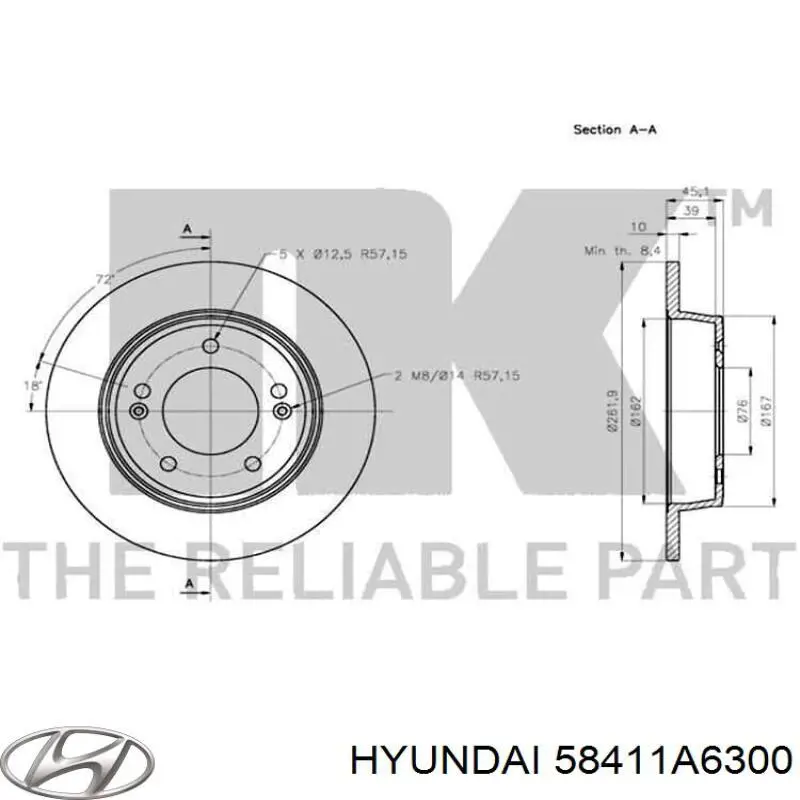 Comprar 58411A6300 Hyundai/Kia Disco de freno trasero