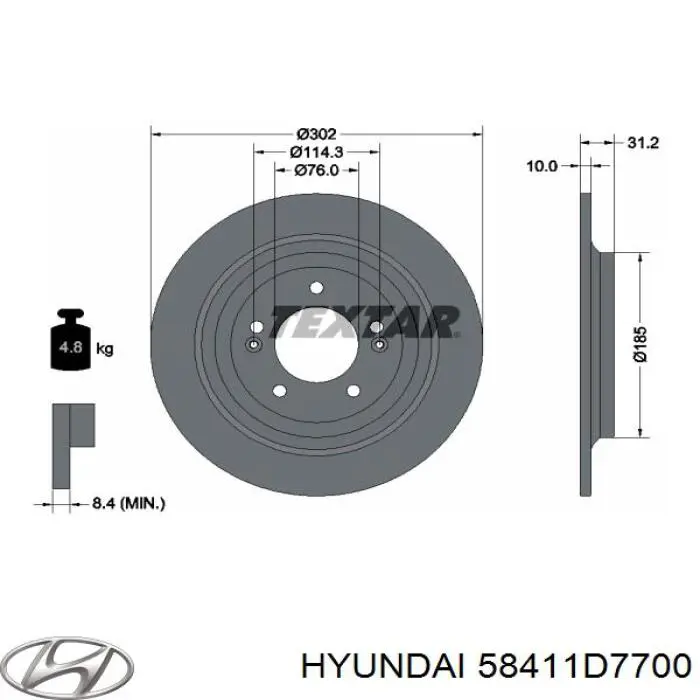 Disco de freno trasero Hyundai/Kia 58411D7700 precio, desde 52,99 EUR