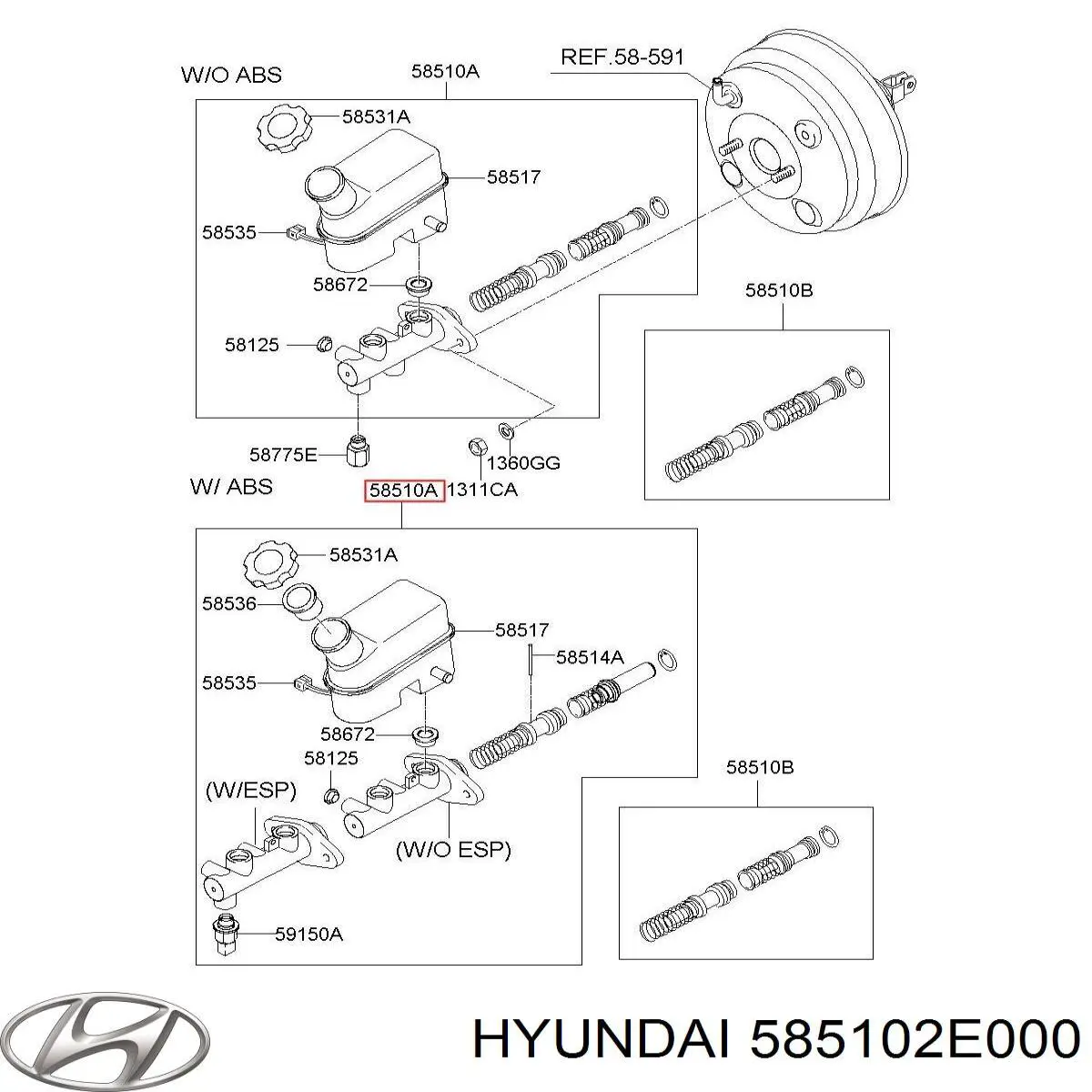 Comprar 585102E000 Hyundai/Kia Cilindro maestro de frenos