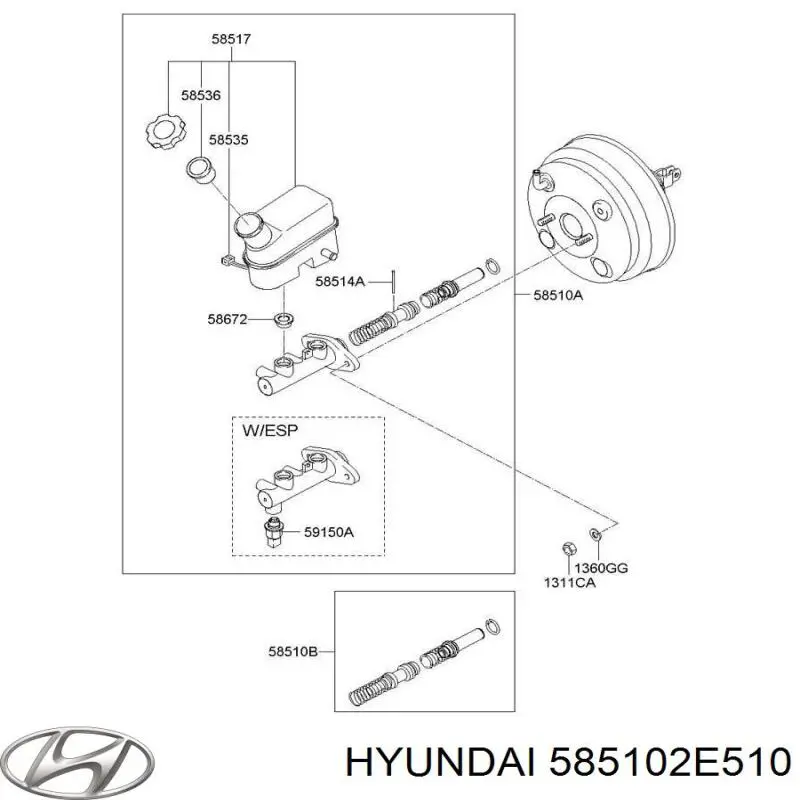 Cilindro maestro de frenos Hyundai/Kia 585102E510 precio, desde 78,12 EUR
