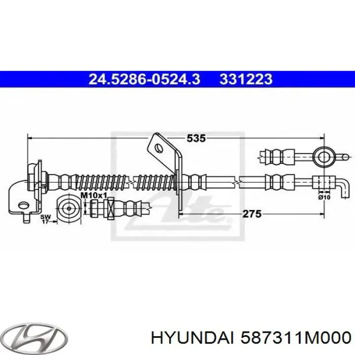 587311M000 Hyundai/Kia latiguillos de freno delantero izquierdo