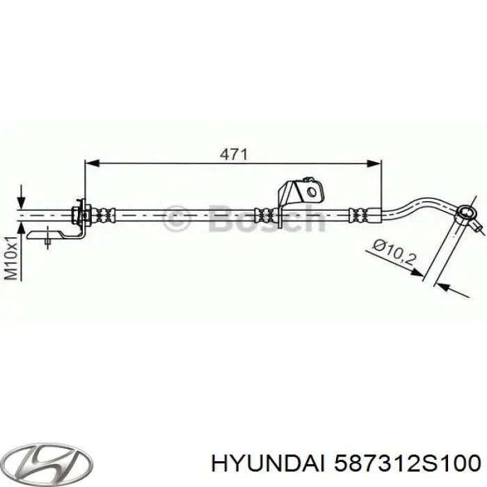 587312S100 Hyundai/Kia latiguillos de freno delantero izquierdo