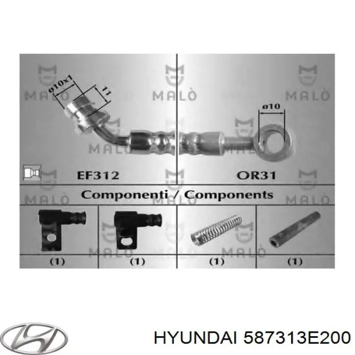 587313E200 Hyundai/Kia latiguillos de freno delantero izquierdo
