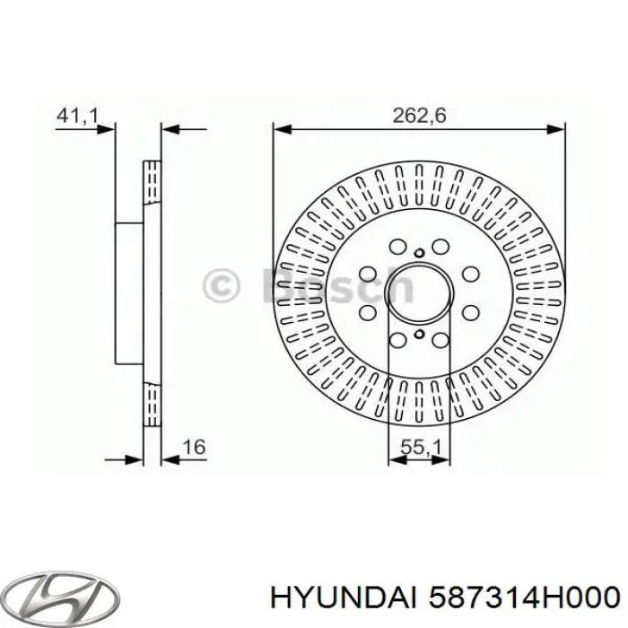 Tubo flexible de frenos delantero izquierdo para Hyundai H-1 STAREX (TQ)