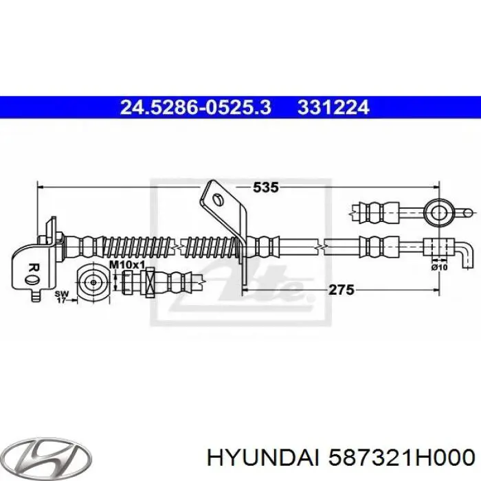 587321H000 Hyundai/Kia tubo flexible de frenos delantero derecho