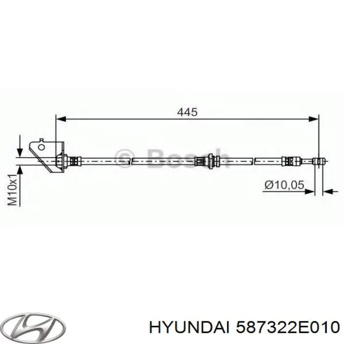 587322E010 Hyundai/Kia latiguillos de freno delantero derecho