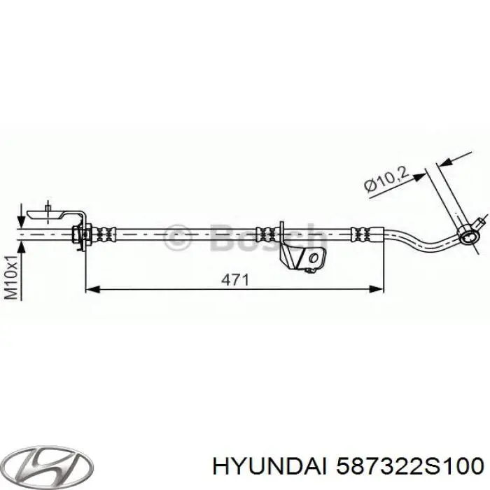 587322S100 Hyundai/Kia latiguillos de freno delantero derecho