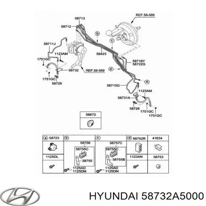 Tubo flexible de frenos delantero derecho para Hyundai Elantra (MD)