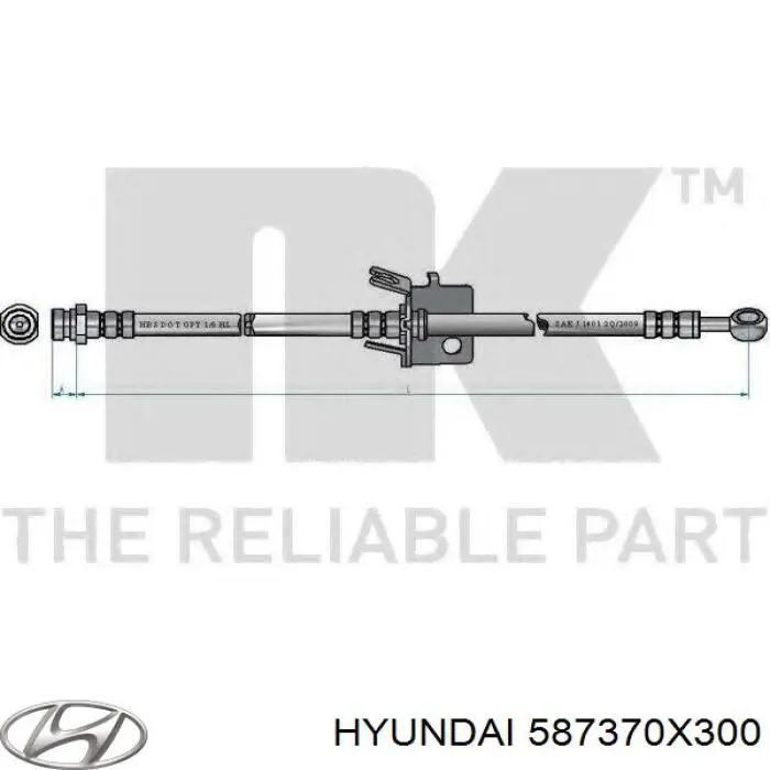 Tubo flexible de frenos delantero derecho para Hyundai I10 (PA)