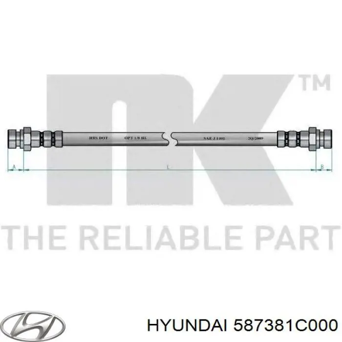 587381C000 Hyundai/Kia latiguillos de freno trasero derecho