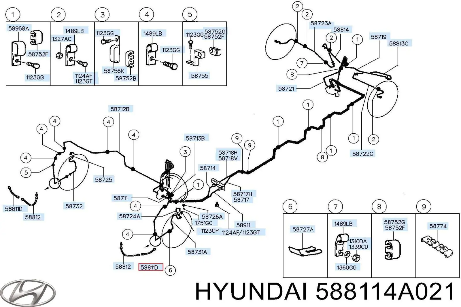 Comprar 588114A021 Hyundai/Kia Latiguillos de freno delantero
