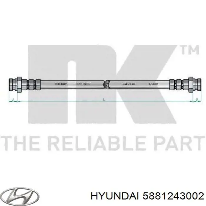 5881243002 Hyundai/Kia tubo flexible de frenos trasero