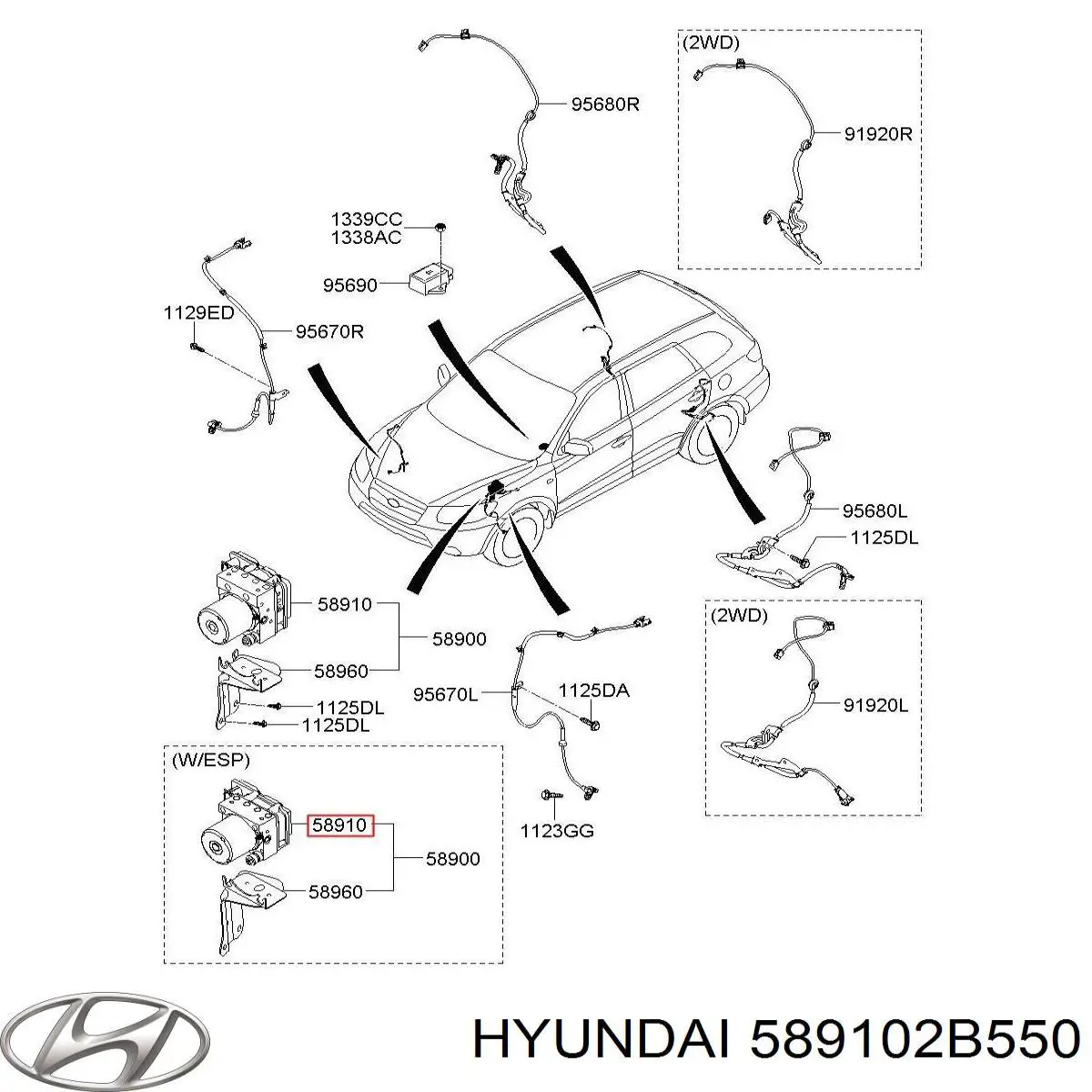 589102B550 Hyundai/Kia módulo hidráulico abs