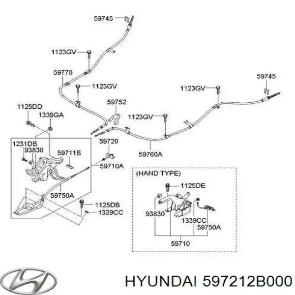 Cable del freno de estacionamiento delantero Hyundai/Kia 597212B000 precio, desde 22,86 EUR