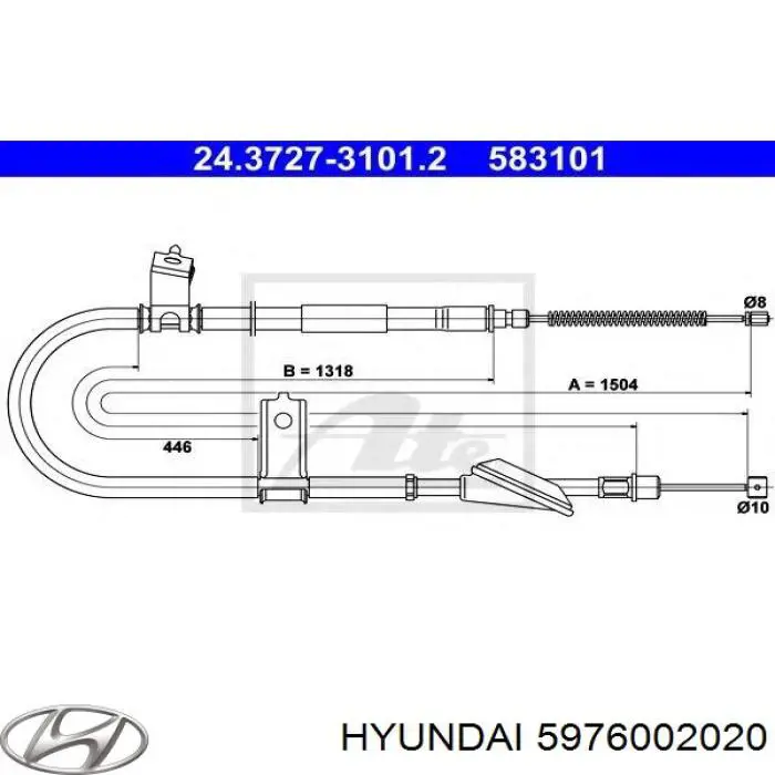 Cable de freno de mano trasero izquierdo para Hyundai Atos (MX)