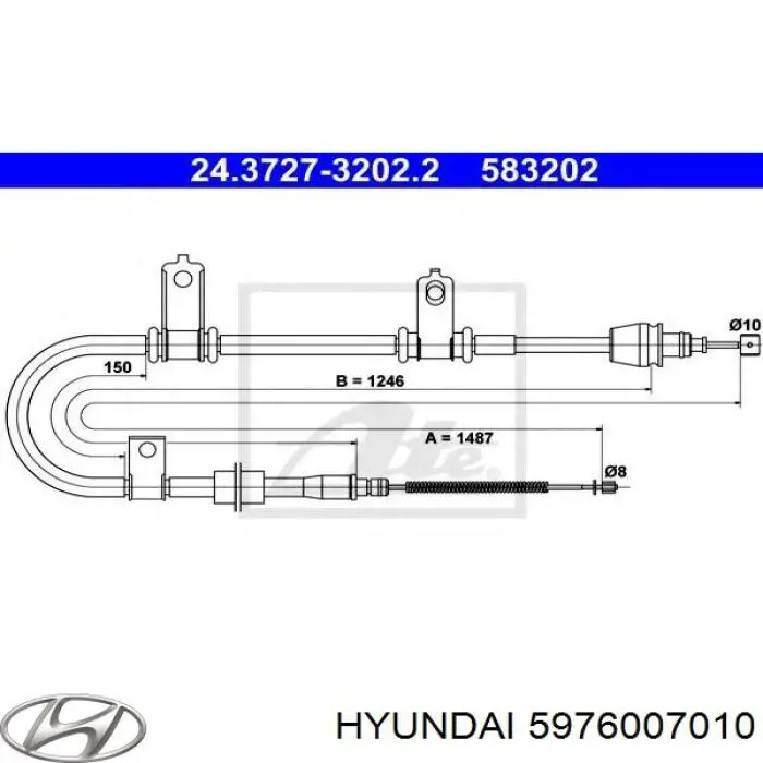 5976007010 Hyundai/Kia cable de freno de mano trasero izquierdo