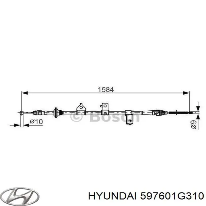 597601G310 Hyundai/Kia cable de freno de mano trasero izquierdo
