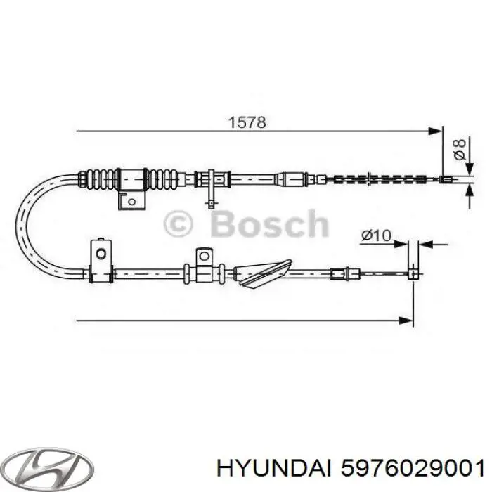 5976029001 Hyundai/Kia cable de freno de mano trasero izquierdo