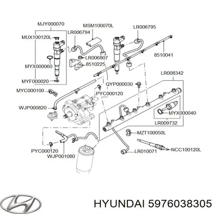 5976038305 Hyundai/Kia cable de freno de mano trasero izquierdo
