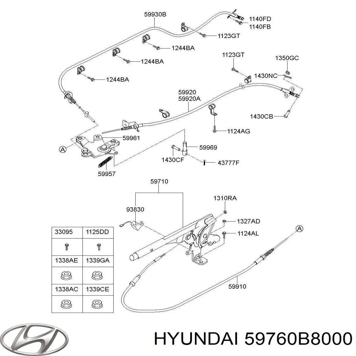 59760B8000 Hyundai/Kia cable de freno de mano trasero izquierdo
