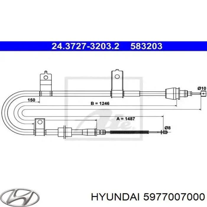 5977007000 Hyundai/Kia Cable de freno de mano trasero derecho