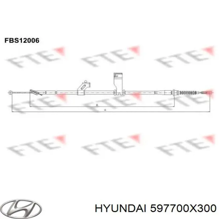 597700X300 Hyundai/Kia cable de freno de mano trasero derecho
