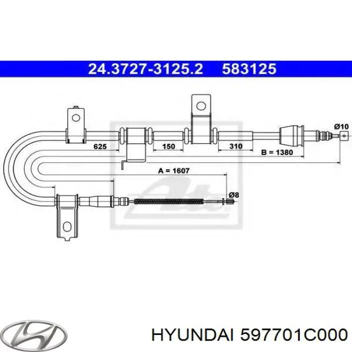 Cable de freno de mano trasero derecho Hyundai/Kia 597701C000 precio, desde 27,72 EUR