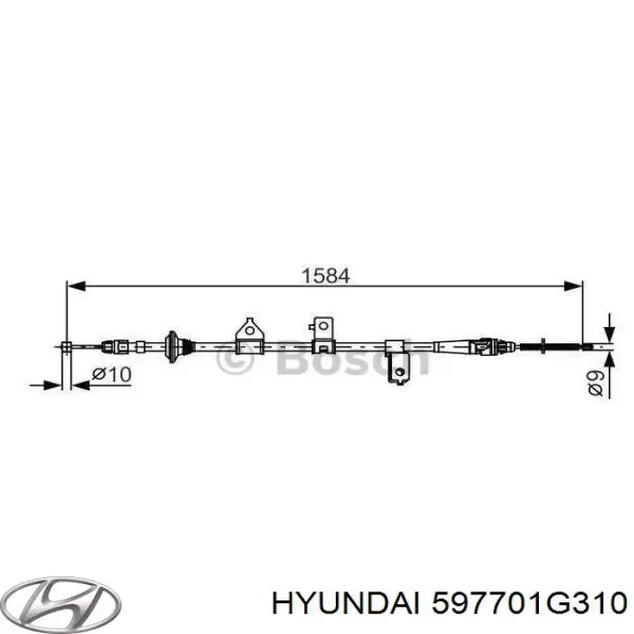 597701G310 Hyundai/Kia cable de freno de mano trasero derecho