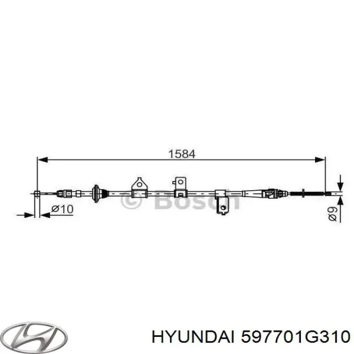 0597701G310 Chrysler cable de freno de mano trasero derecho