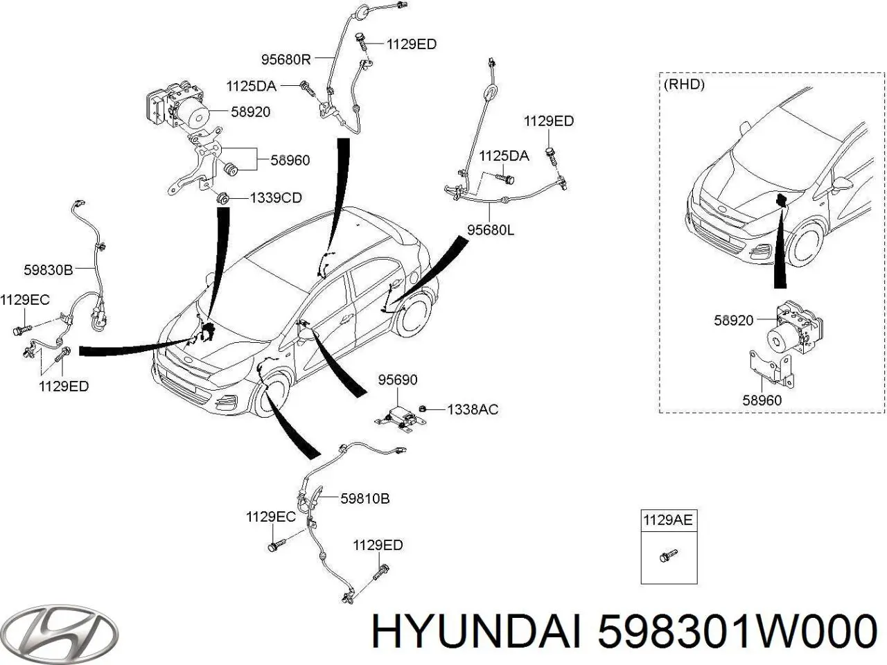 598301W000 Hyundai/Kia sensor abs delantero derecho