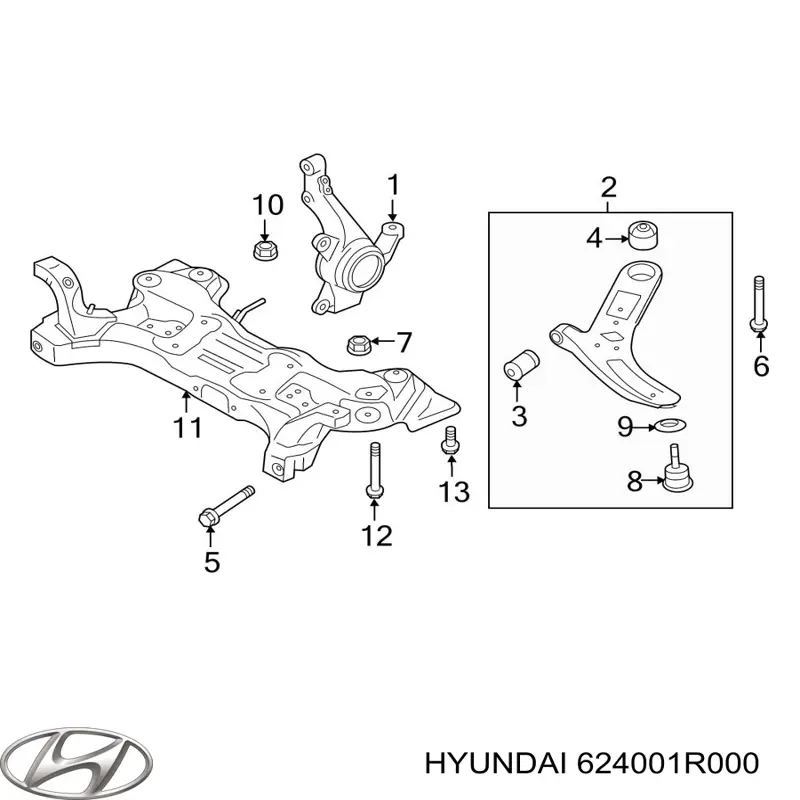 Subchasis delantero soporte motor delantero para Hyundai Accent (SB)