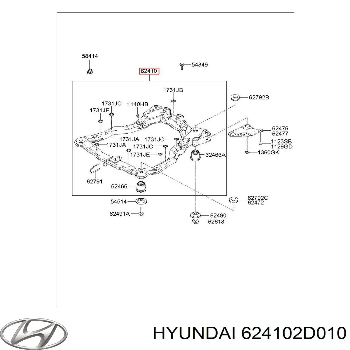 Subchasis delantero soporte motor para Hyundai Elantra 