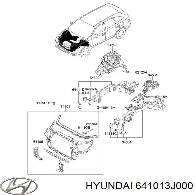 Soporte de radiador completo (panel de montaje para foco) para Hyundai IX55 
