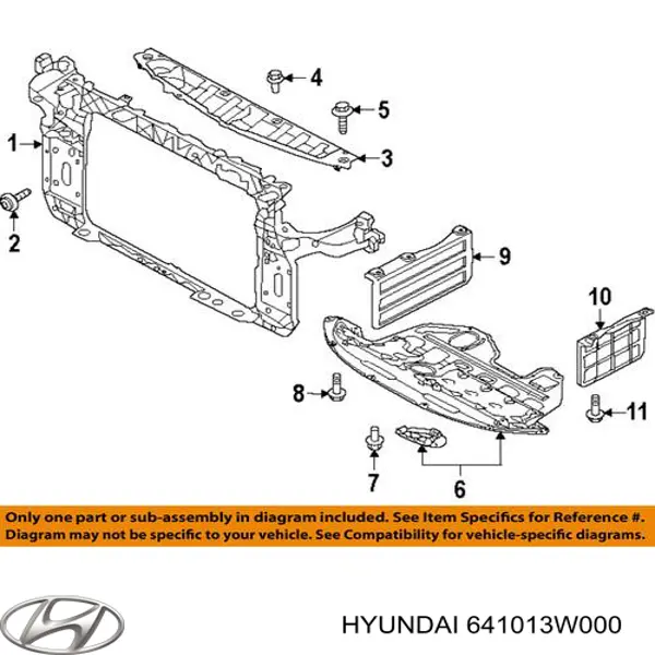 641013W000 Hyundai/Kia soporte de radiador completo