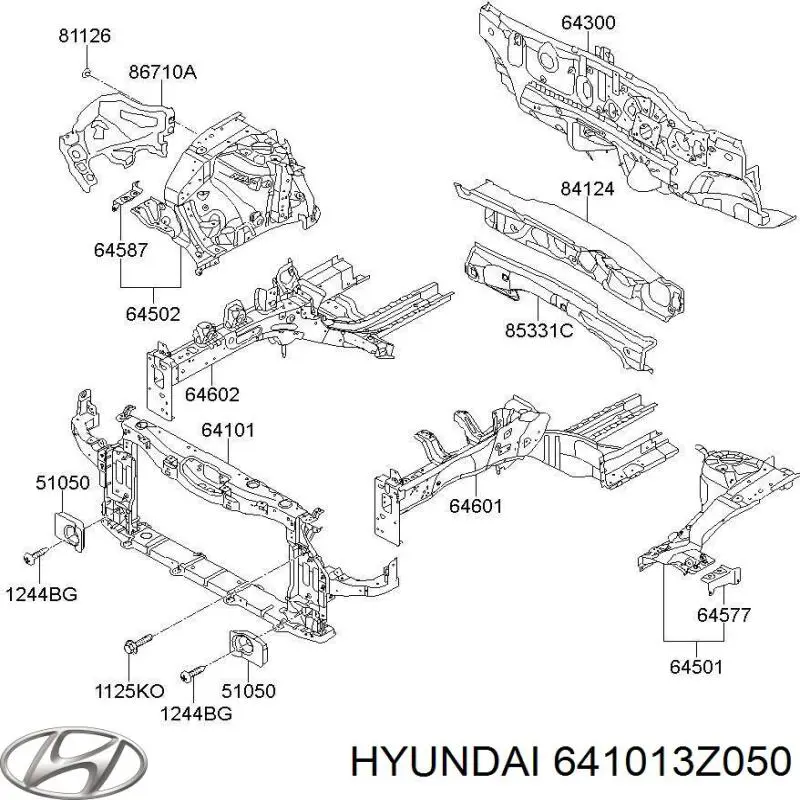 641013Z050 Hyundai/Kia soporte de radiador completo