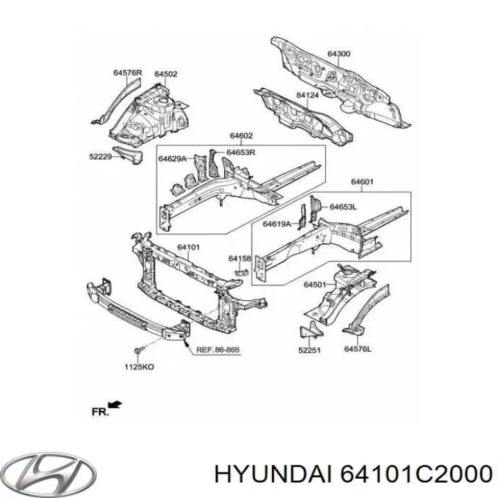 Panel de soporte del radiador y montaje de faros Hyundai/Kia 64101C2000 precio, desde 130,28 EUR
