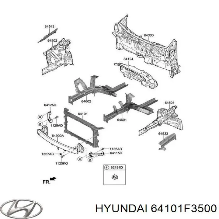 Panel de soporte del radiador y montaje de faros Hyundai/Kia 64101F3500 precio, desde 82,39 EUR