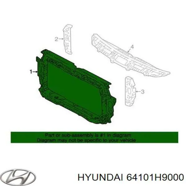 64101H9000 Hyundai/Kia Soporte de radiador completo (panel de montaje para foco)
