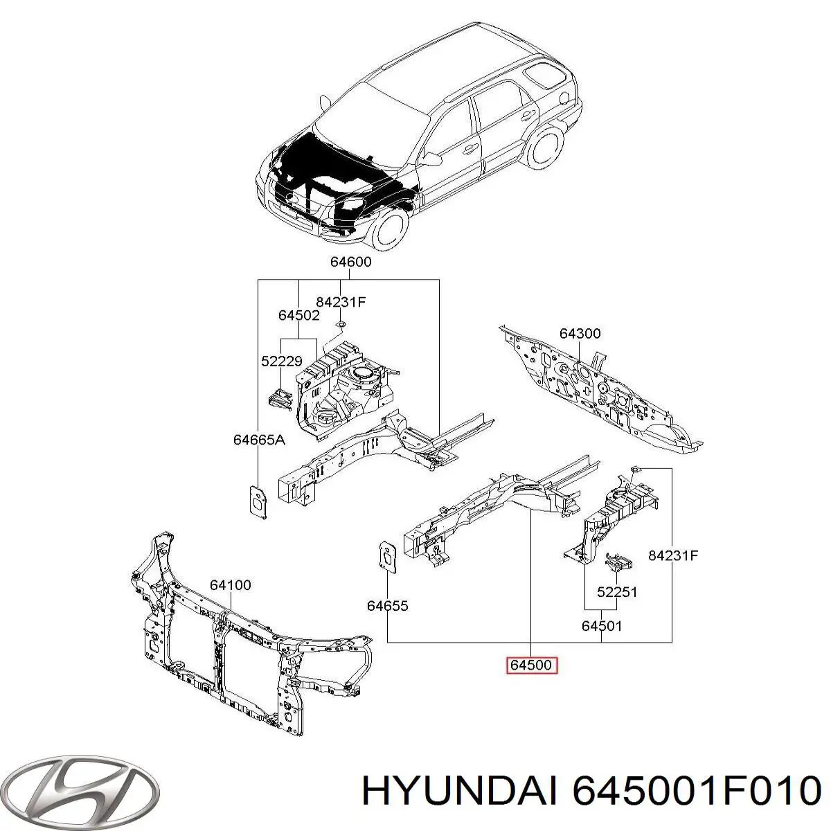 645001F010 Hyundai/Kia larguero delantero izquierdo