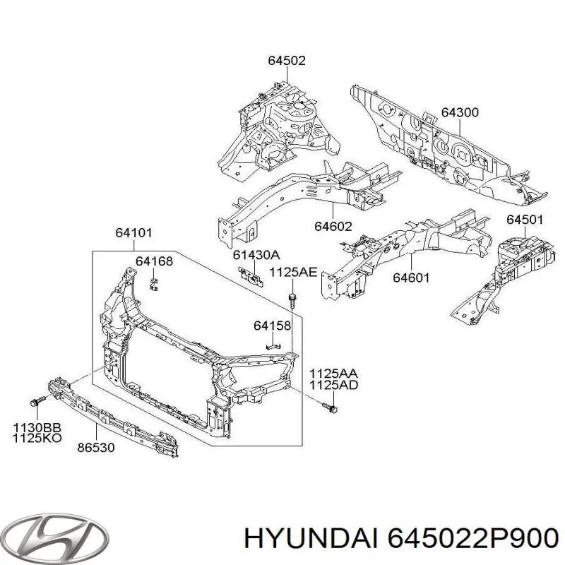 645022P900 Hyundai/Kia arco de rueda, panel lateral, derecho