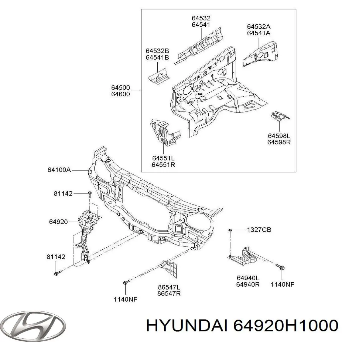Soporte de radiador vertical (panel de montaje para foco) para Hyundai Terracan (HP)