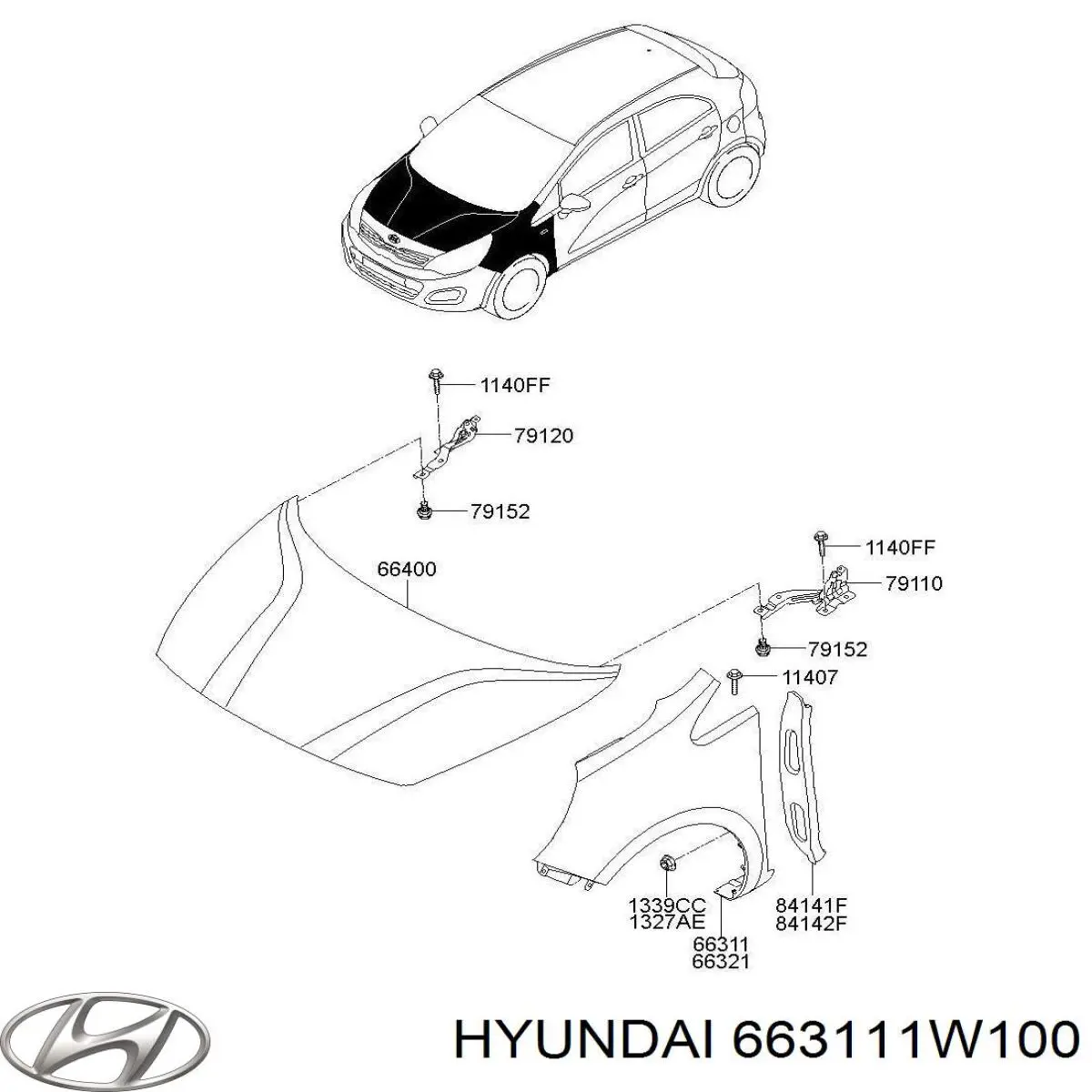 Comprar 663111W100 Hyundai/Kia Aleta delantera izquierda