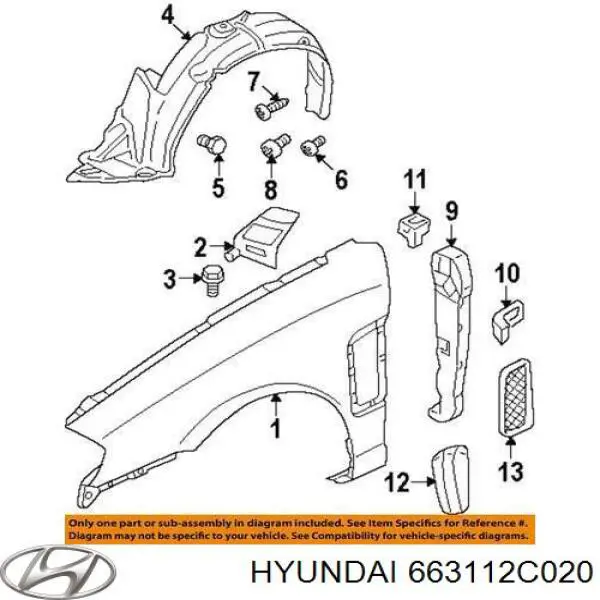 Guardabarros delantero izquierdo Hyundai Tiburon 