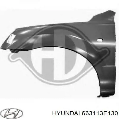 663113E130 Hyundai/Kia guardabarros delantero izquierdo