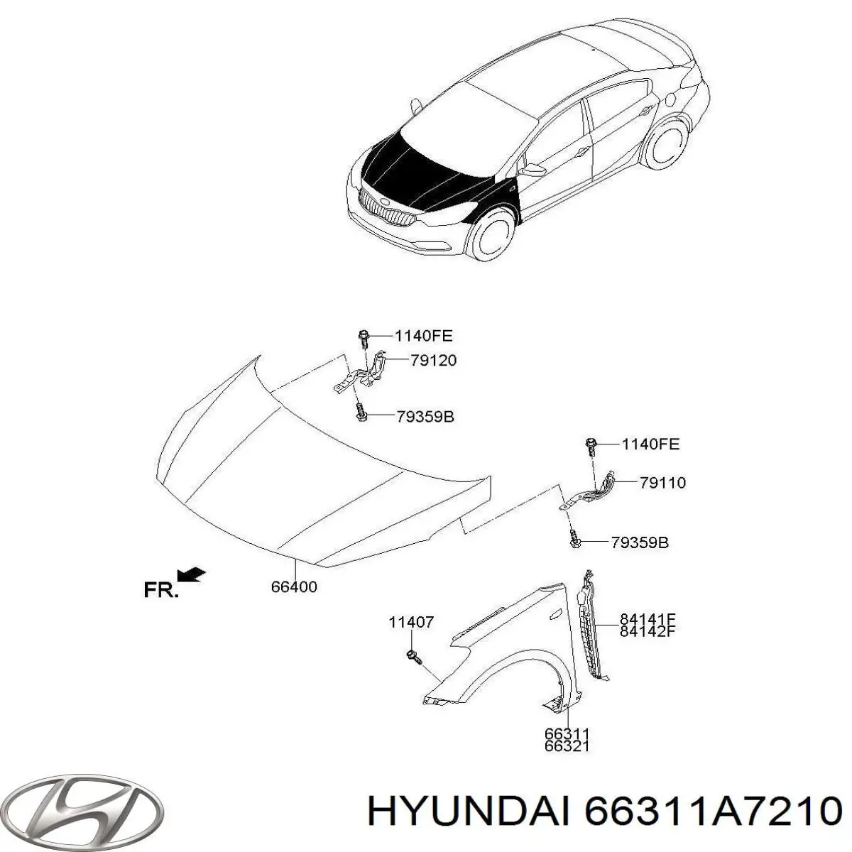 66311A7210 Hyundai/Kia guardabarros delantero izquierdo